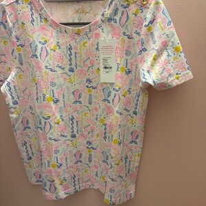 Lilly Pulitzer Pink and Blue Seashell Tee—summer serenade